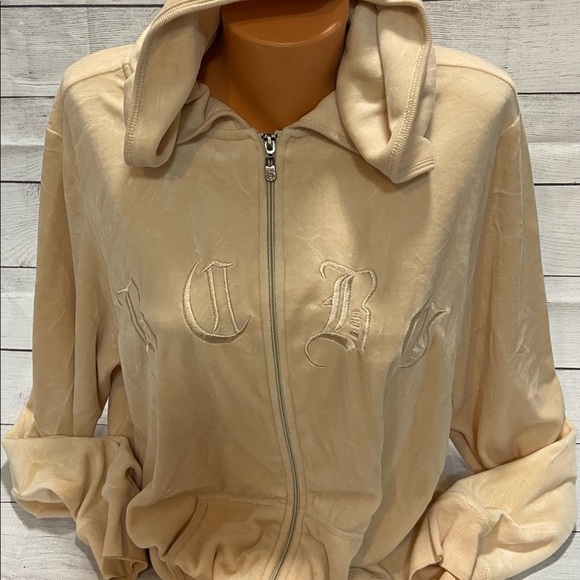 BCBG Maxazria Velour Women's Full Zip Track Jacket Embellished Plus 2X Logo - Picture 1 of 11